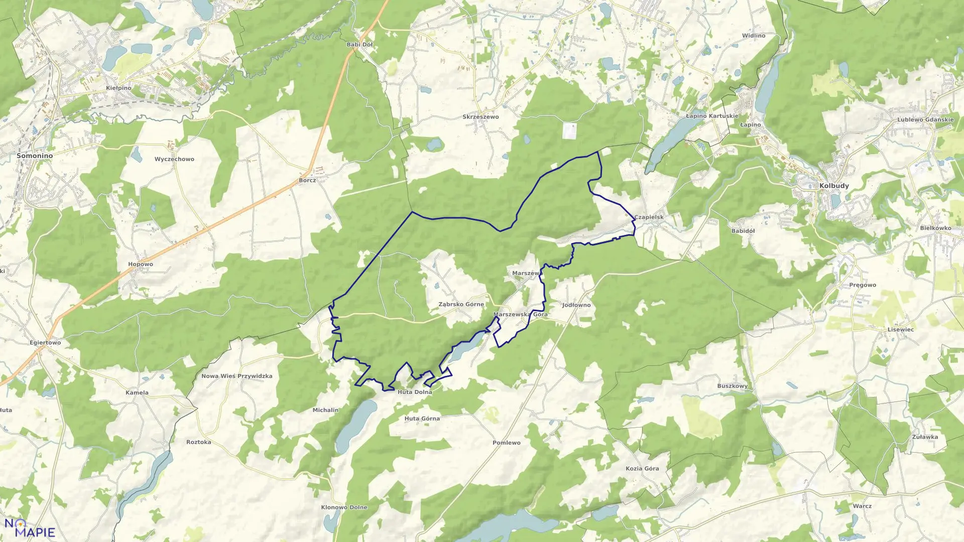Mapa obrębu Marszewska Góra w gminie Przywidz
