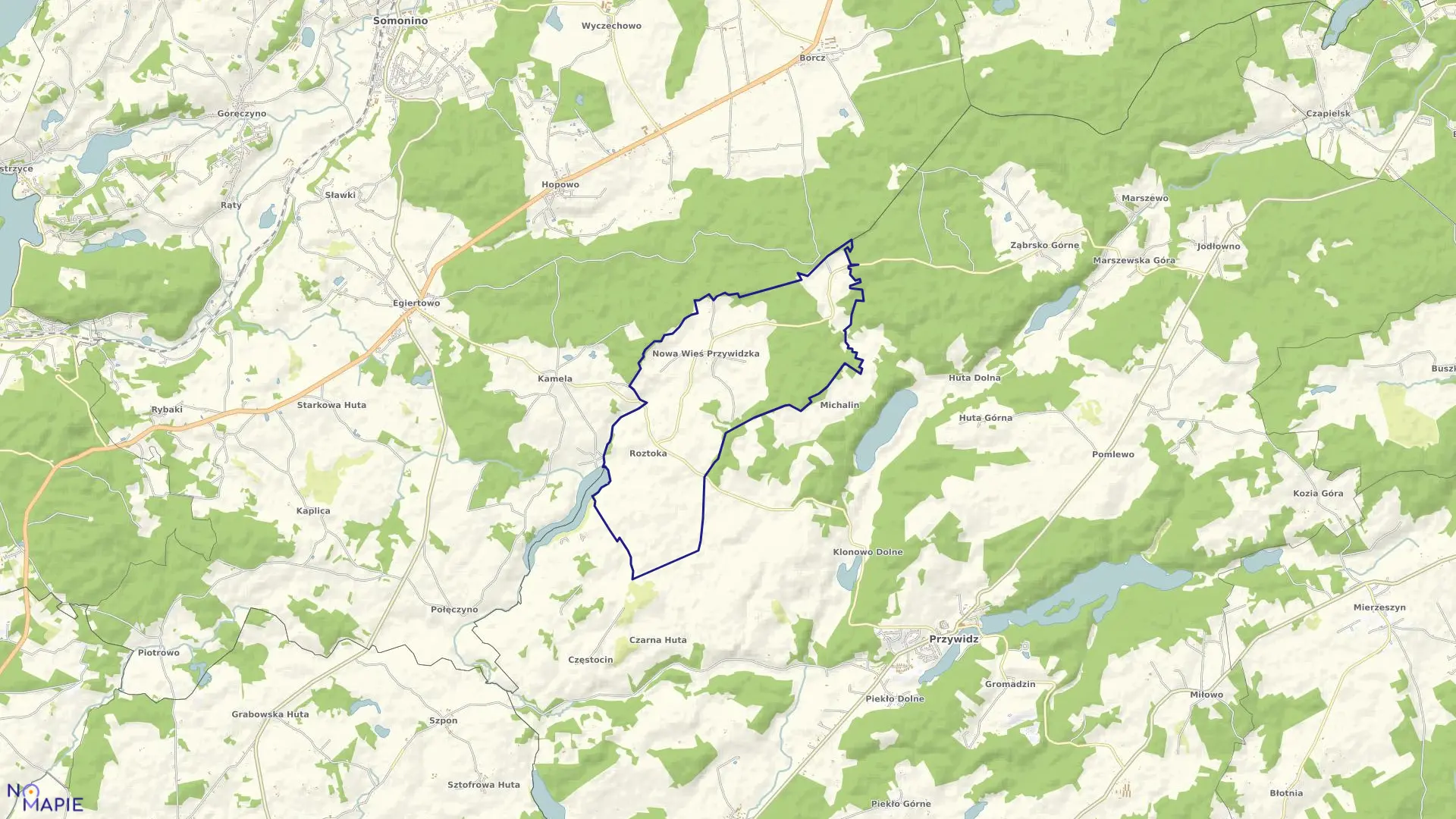 Mapa obrębu Nowa Wieś Przywidzka w gminie Przywidz